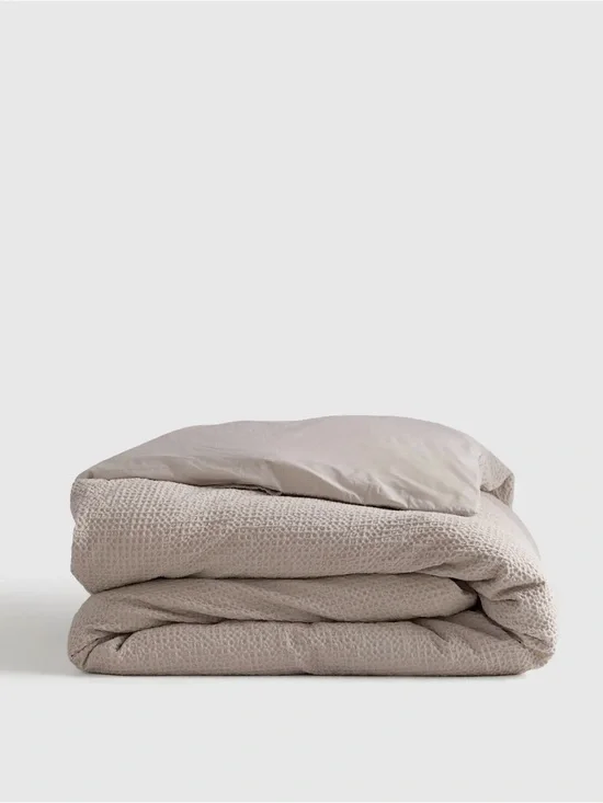 Quince Organic luxe Honeycomb Duvet Cover in Sand 791