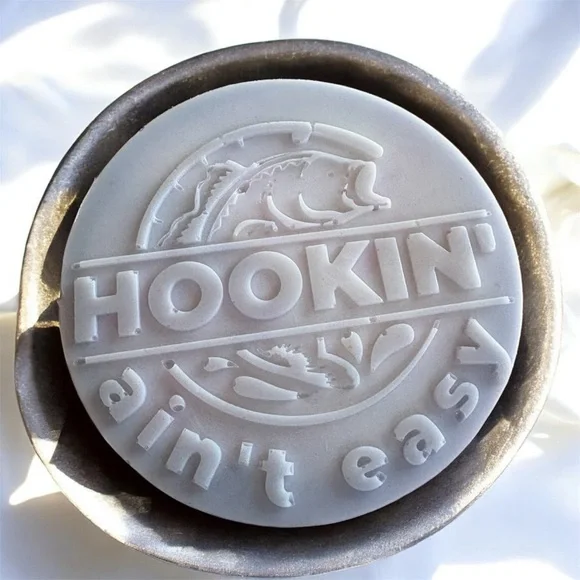 Vanilla baby powder soap Hookin' Ain't Easy fishing 4x4 8oz shea butter based