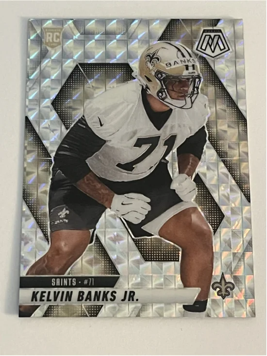 Kelvin Banks Jr 2025 Panini Mosaic Silver Prizm Rookie Card # 338 Saints