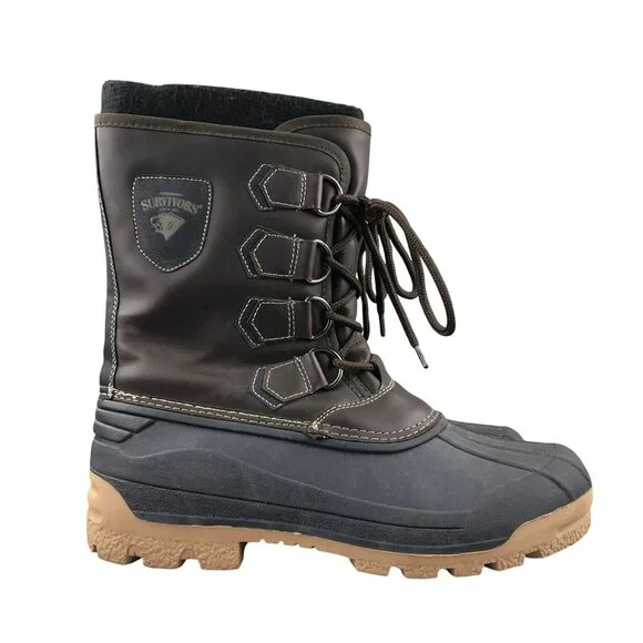 Herman Survivors Men's Size 9 Brown All Man Made Lace-Up Mid Calf Winter Boots