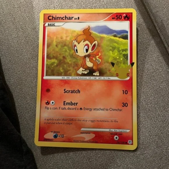 Pokemon Jumbo Chimchar Fire First Partner Promo Card 25th Anniversary
