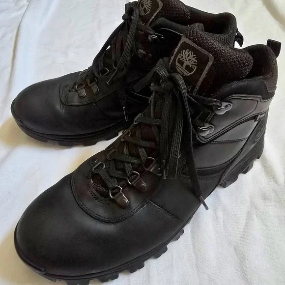 Timberland Mt Maddsen Mid Waterproof Black Leather Hiking Boots Mens 11.5 A2960‎