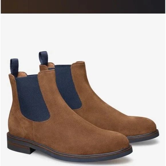 New Johnston & Murphy Collection Hartley Chelsea Boot Suede Leather 11 M Italy