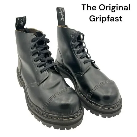 The Original Gripfast Men's Leather Steel Toe Capped Derby Boot Black Size 8