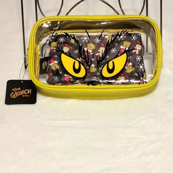 Bioworld Dr Seuss Grinch Travel Cosmetic Bags Set of 2 New with Tags