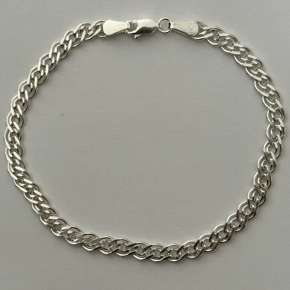 Link chain 8.5” 5mm 925 silver bracelet unisex rambo