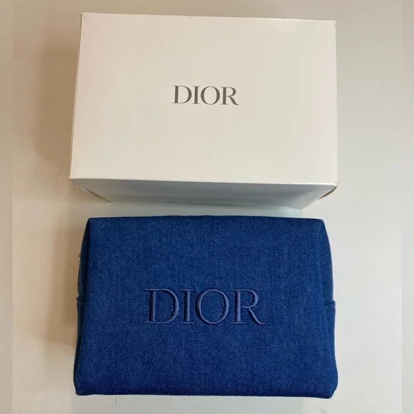 Dior Denim Beauty Line Makeup Bag Pouch, NEW/ with box