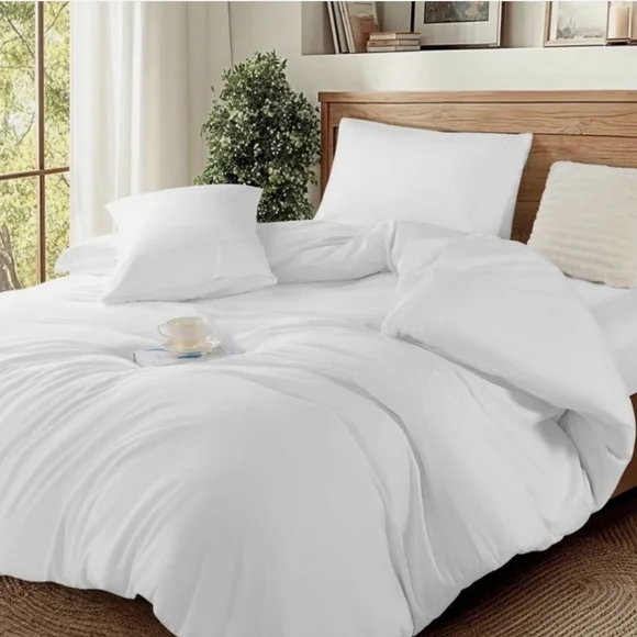 DEITAS 100% Luxury Egyptian Cotton Duvet 3 Piece Set 1200 TC White- King Size
