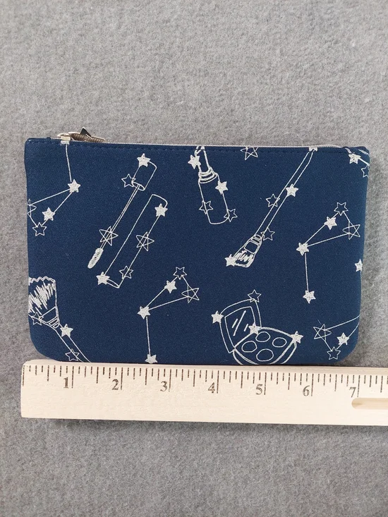 Ipsy Navy Blue Celestial Constellation Makeup Bag Gold Star Zipper Pouch