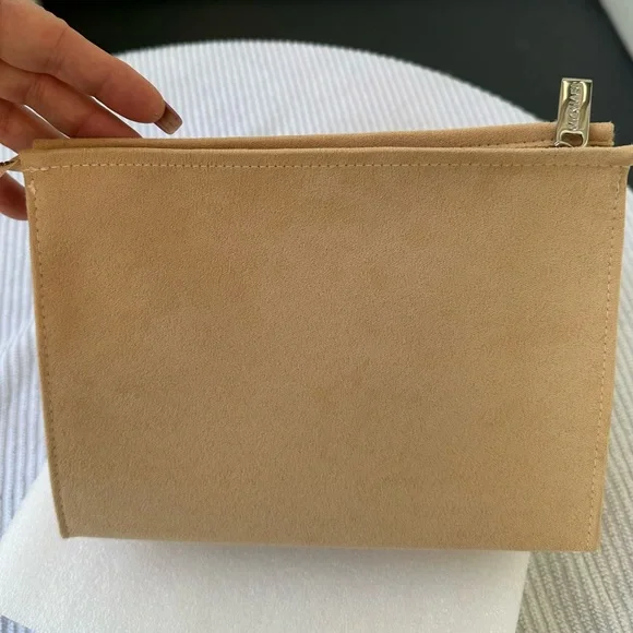 Michael Michael Kors Suede Tan Cosmetic Beauty Zipper Bag 8 1/2” X 6 1/4” X 3”