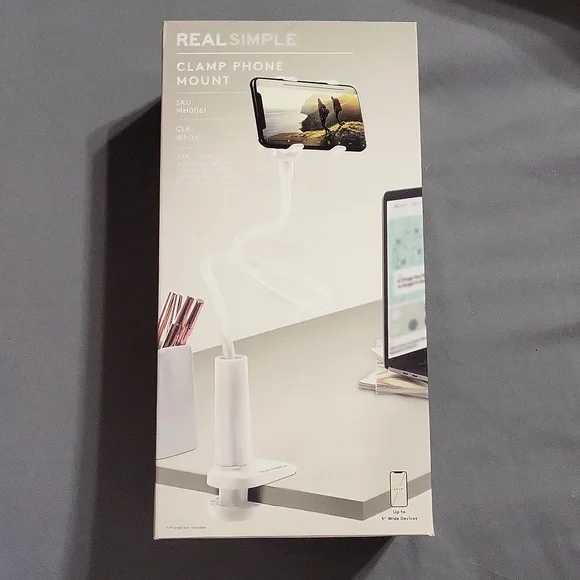 Real Simple clamp phone mount, white