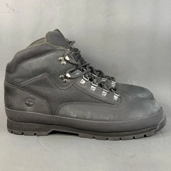timberland Euro Hiker Mid Boot 'Triple Black' mens size 13