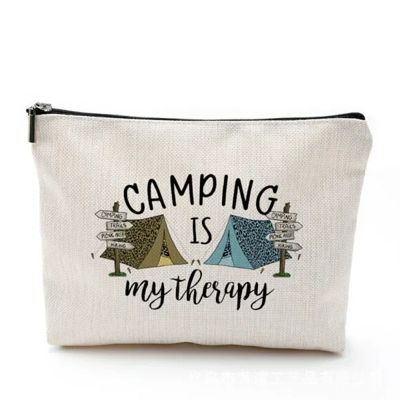 Cotton Linen Zipper Cosmetic Bag