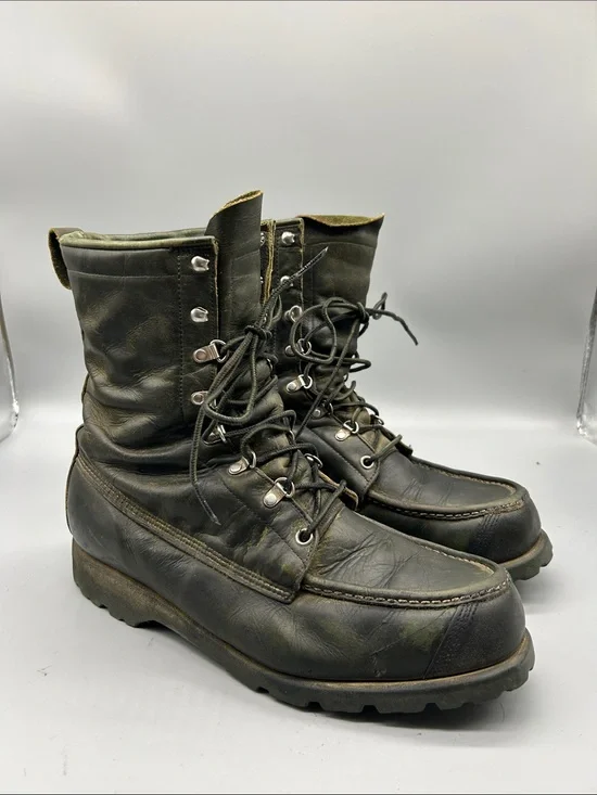 Vintage Ted Williams Sears Men's US 9.5D Boot Green Leather Work Combat Boots