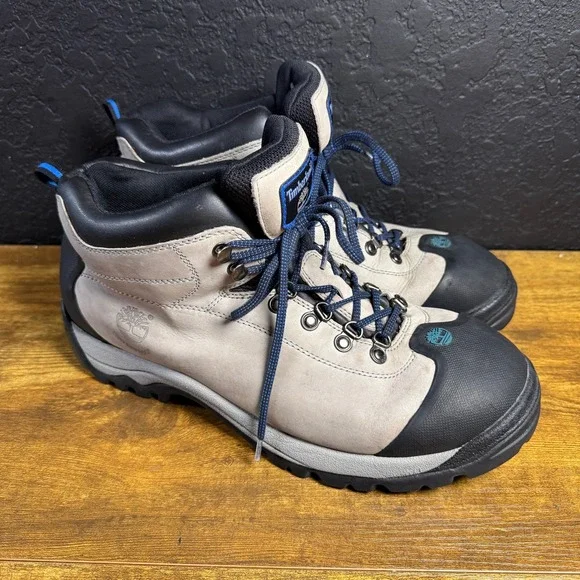 Timberland 11178 Grey Blue Leather Waterproof Hiking Boots Mens Size 12M