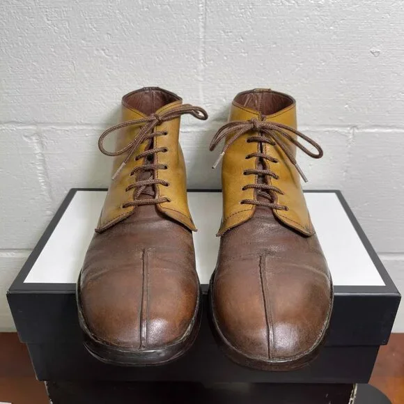 VTG MOMA Boot‎ Brown Leather Split Toe Oxford Shoes Size 44/ US 12 Made In Italy