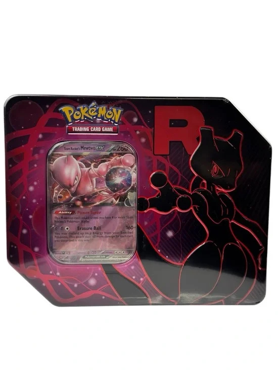 Pokemon Team Rocket Mewtwo GX Tin - Pink, Black, Red
