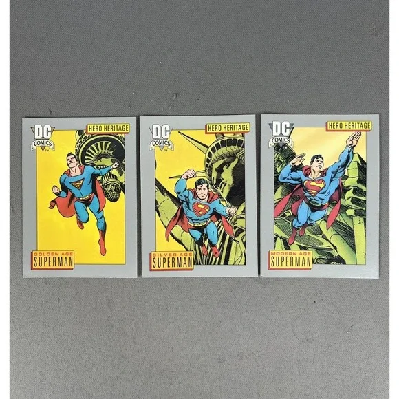 1991 DC Comic Cards SUPERMAN Hero Heritage Set Of 3