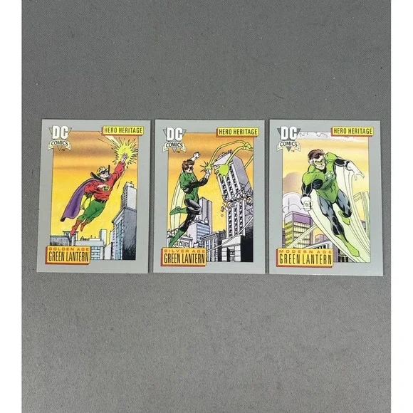1991 DC Comic Cards GREEN LANTERN Hero Heritage Set Of 3