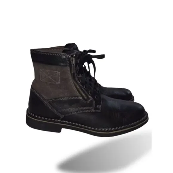 Clarks Men's Medway Black Lace-Up Zip Ankle Boots