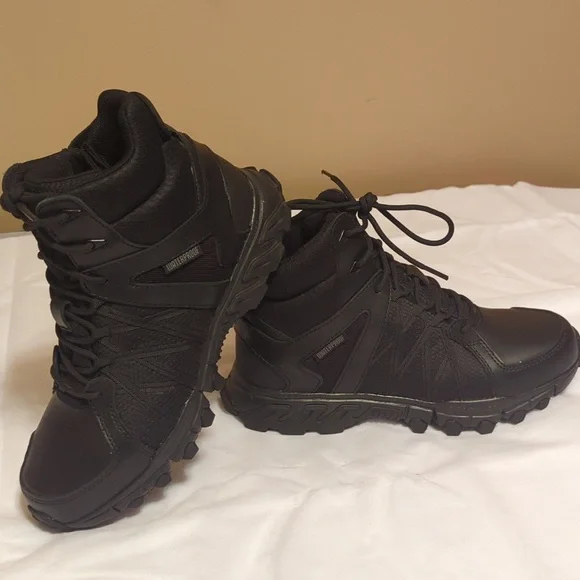 Reebok Trailgrip Tactical Boots Sz 7.5 VGC Black Leather RB3450 EH Zip