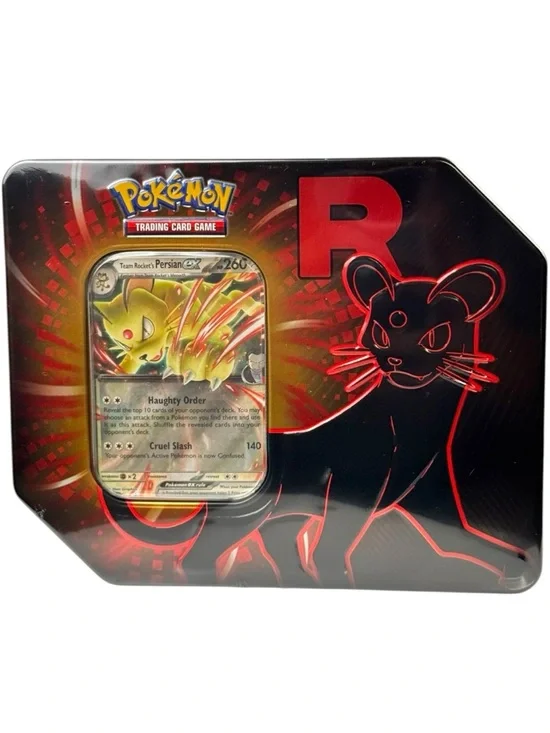 Pokemon Team Rocket Persian EX Tin - Black & Red with Yellow Card