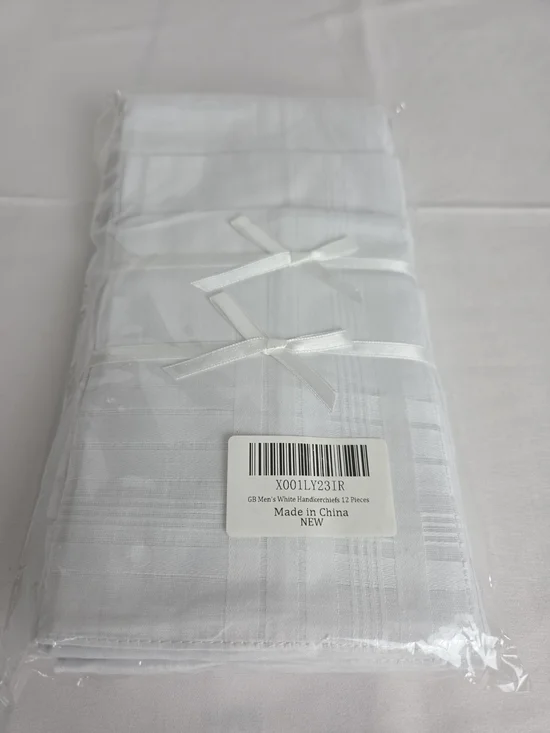 HANDKERCHIEFS...Men's White Cotton Handkerchiefs - Pack of 12