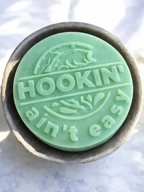 Lavender soap Hookin' Ain't Easy fishing 4x4 8oz shea butter based