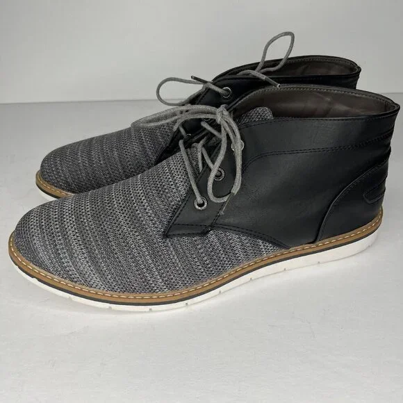 Mario Lopez Hugo Mens Size 13M Gray Lace-Up Two-Tone Casual Sam Ankle Boots