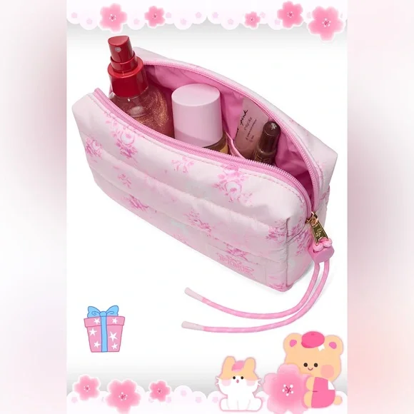 PINK LoveShackFancy Quilted Floral Makeup Bag Beaux Icons OS Barbiecore Y2K
