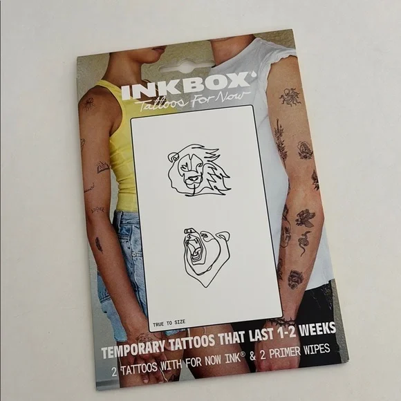 Inkbox‎ Temporary Tattoos - Lion and Bear Designs 1-2 Weeks Halloween