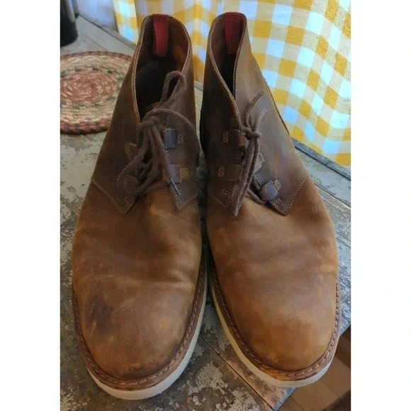 Clarks C&J TOR England Distressed Brown Leather Chukka Boots Men's Size‎ 13 M