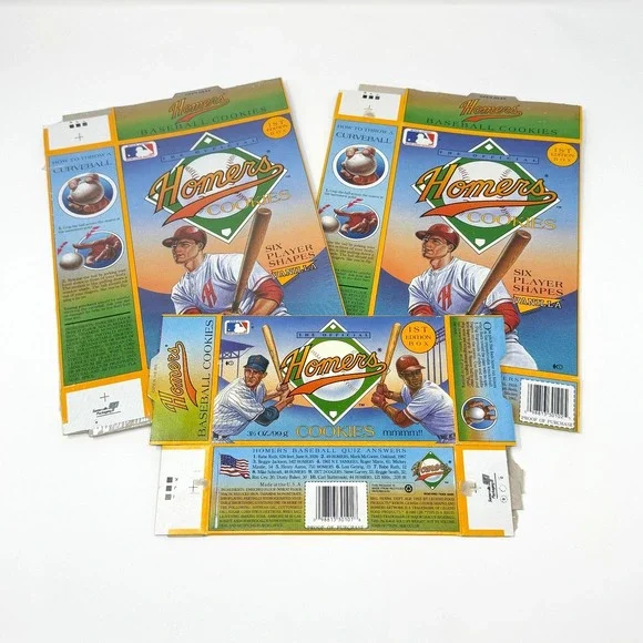 Homers 1990 MLB Baseball Cookies Empty Boxes First Edition Flattened Lot of 5