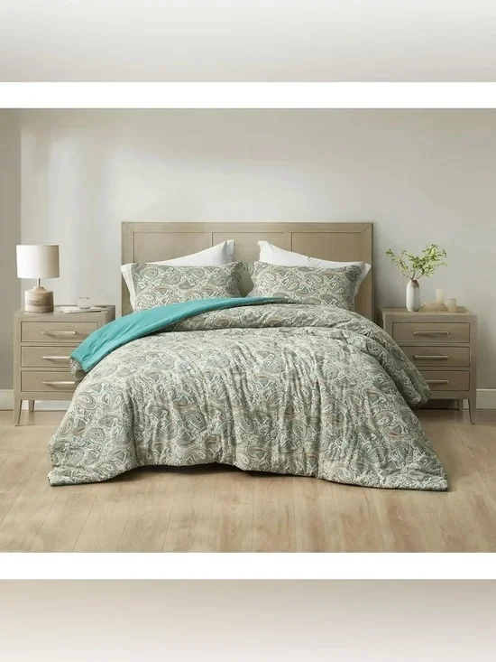 Reversible Paisley Queen 3 piece Comforter Set 100% cotton