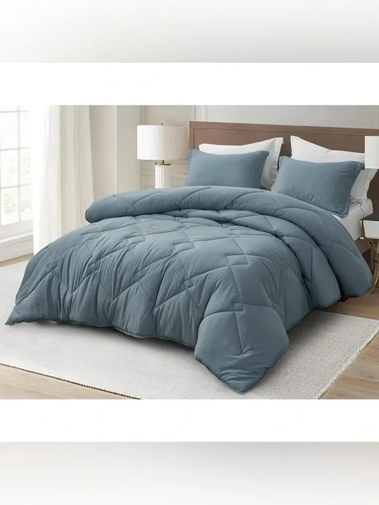 Plush Solid Blue Twin XL 2 piece Comforter Set