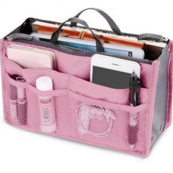 Purse Organizer Insert -Cosmetic Case / Make-up Holder - Pink - NWT