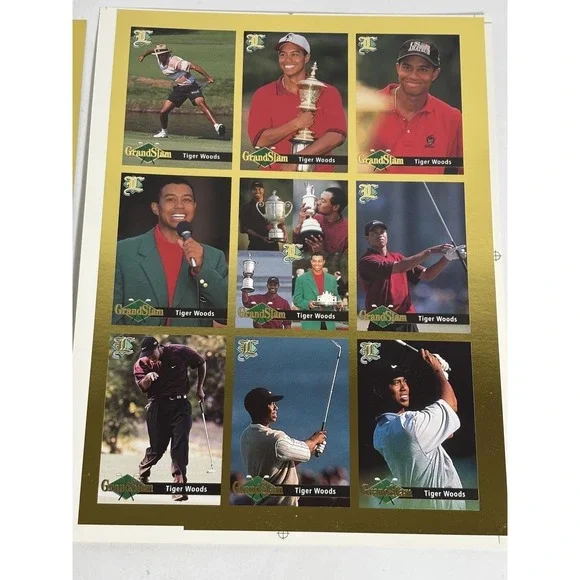 Tiger Woods Legends‎ 9 card UnCut Sheet Grand Slam
