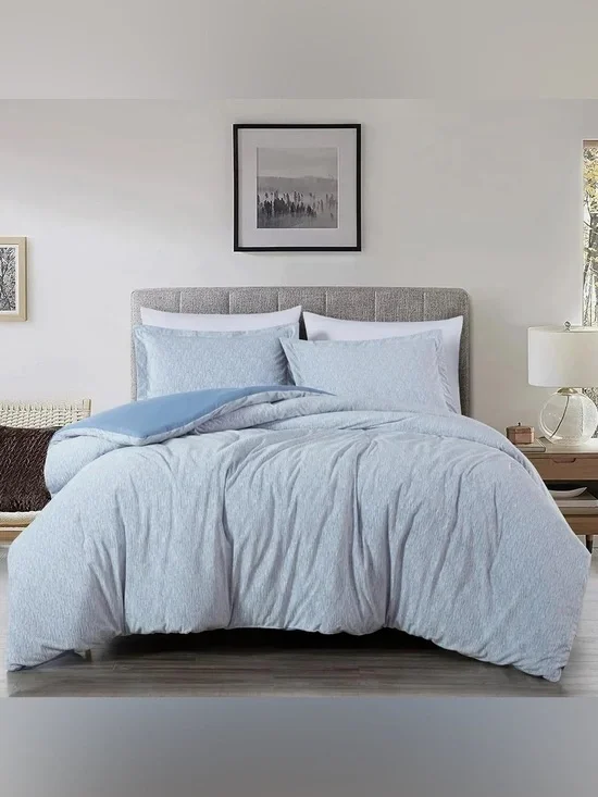 Light Blue Full 3 piece velvet comforter Set