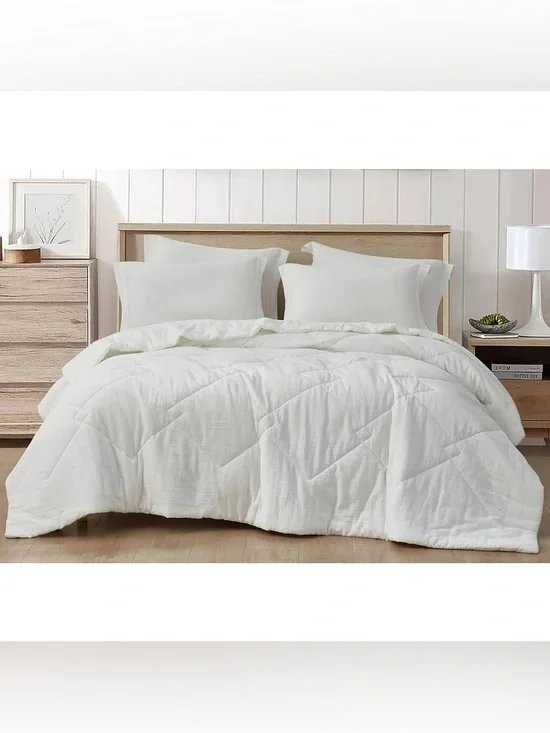 Soft White king 3 piece Quilted Comforter 100% cotton