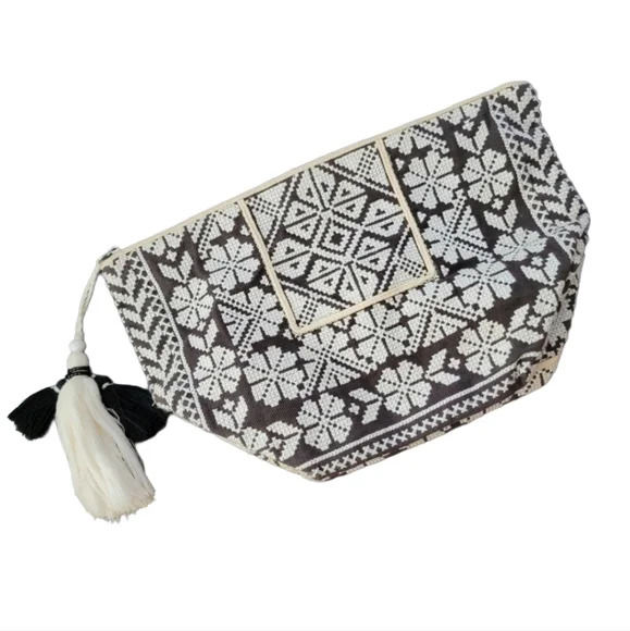 Star Mela woven embroidered fabric zipper pouch