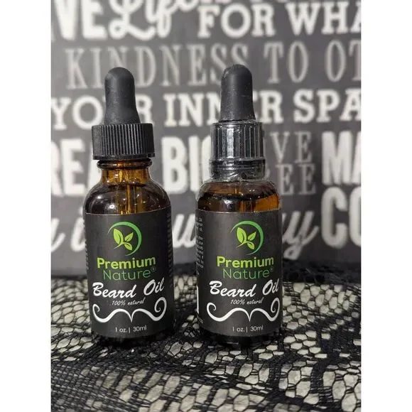 5/25 - 2 vials Premium Nature Beard Oil - NEW/SEALED
