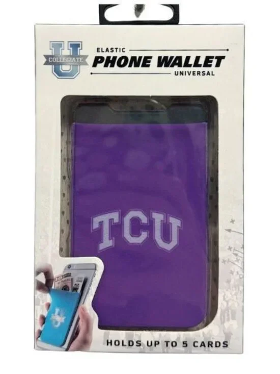 TCU Horned Frogs Phone Wallet Elastic Universal with 3M Adhesive NCAA Merch