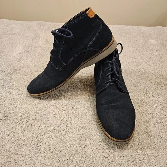 Mauro Alfani Men's 11 Navy Blue Suede Leather Chukka Boots Gonzalo Dress Casual‎