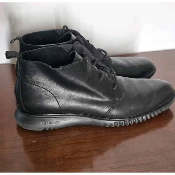 Cole Haan Zerogrand Chukka Boots Shoes Black Leather Dress C26198 - Mens Size 10