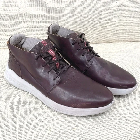 Timberland Seneca Bay Chukka Mens 13 Burgundy Leather Boot A42ES Mid Top Sneaker
