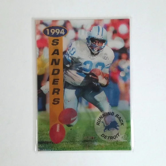 Vintage 1994 #12 Barry Sanders NFL Detroit Lions Hologram Football Trading Card