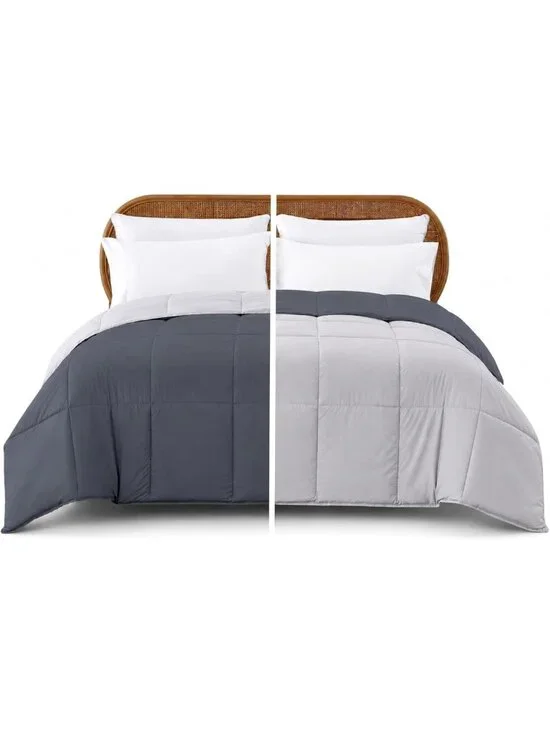 Reversible Down Alternative Comforter Set - Denim & Cloud Blue, Queen Size