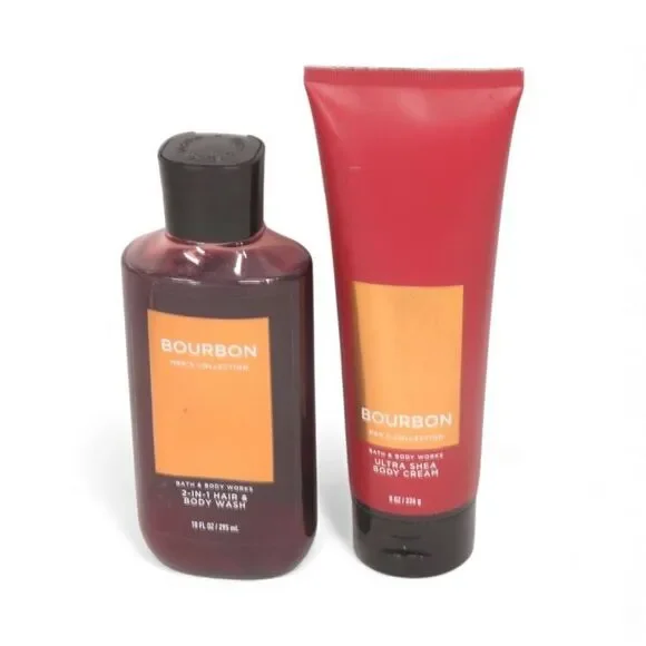 Bath & Body Works BOURBON Men 2pc Set Body Wash + Ultra Shea Body Cream NEW