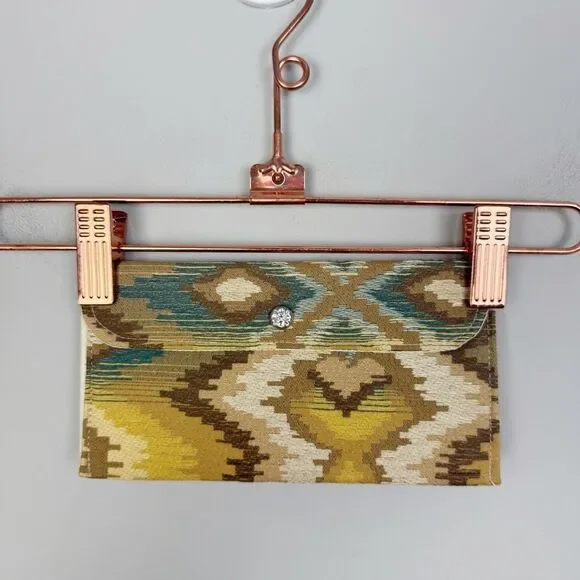 MAUI BLING | NEW Hand Embellished Pouch Southwestern Print Rhinestone Button