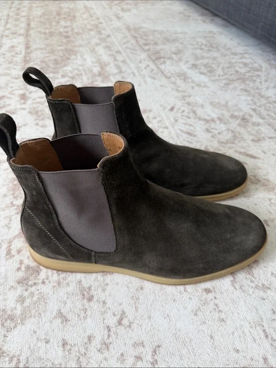 Loro Piana Men's Chukka Boots in Dark Brown Suede with Tan Sole